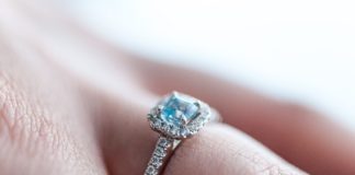 Colourful engagement ring blue