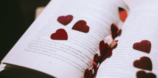 Religious Wedding Readings rose petals in book
