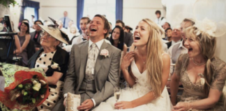 Wedding Guests Laughing - Make Your Guests Laugh With These Funny Wedding Readings funny wedding readings